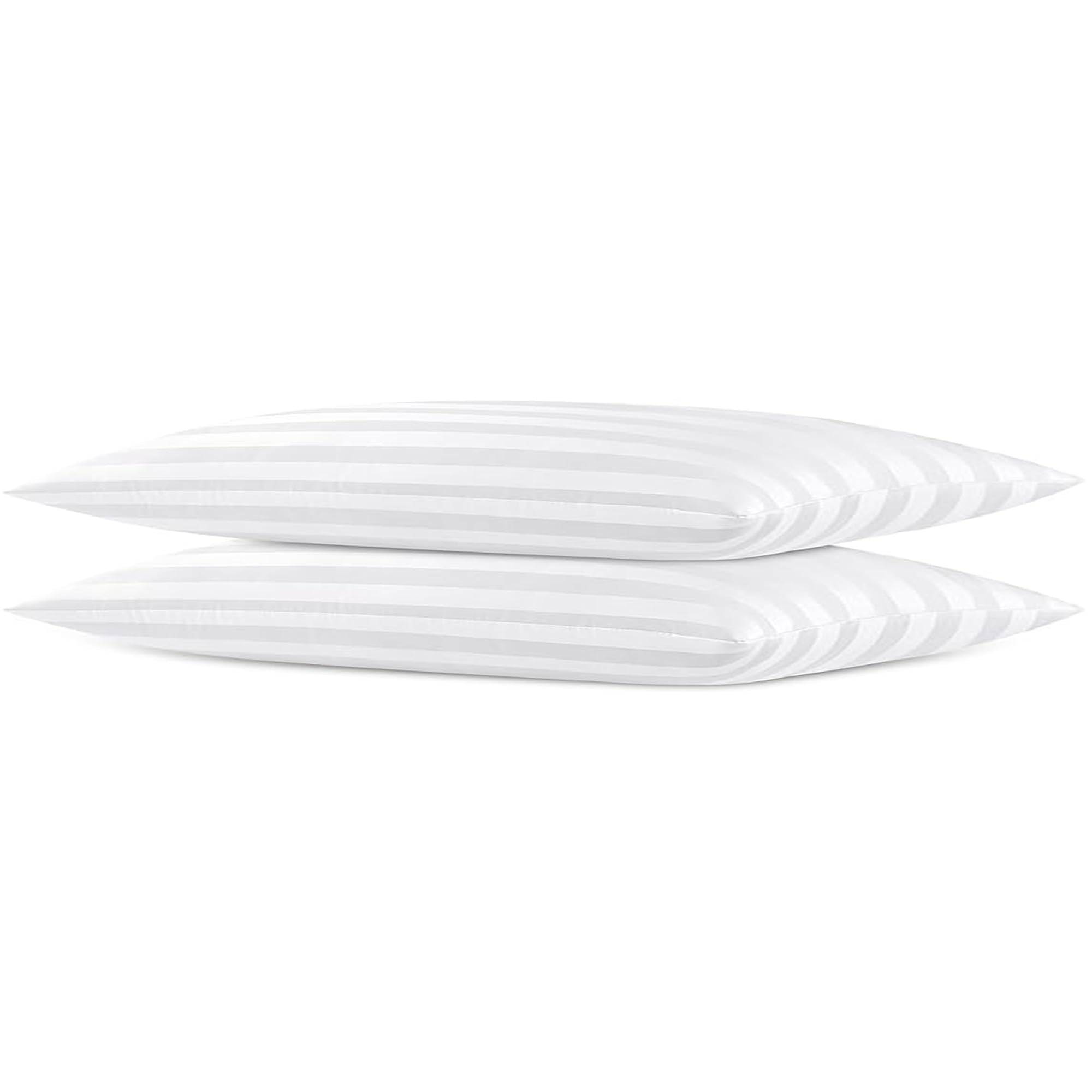 Extra Thin Flat Soft Low Pillows Standard Size Set of 2, Down Alternative Filled Bed Pillows for Side Back and Stomach Sleepers